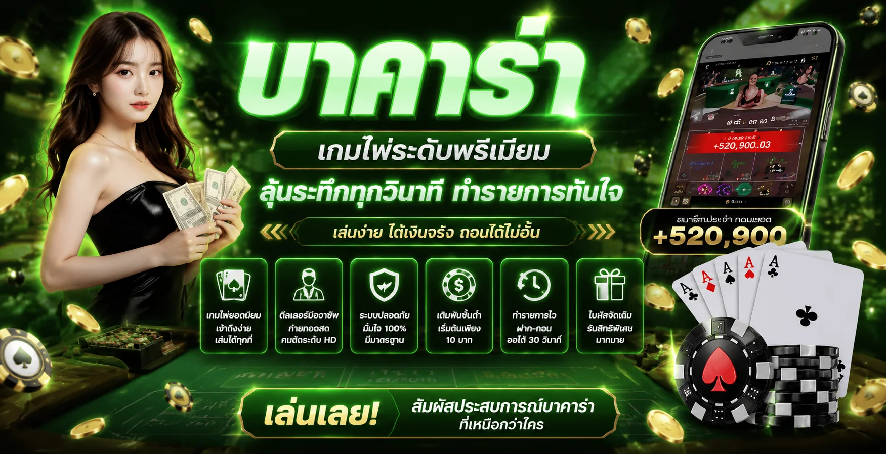 โต๊ะบาคาร่าสด Aufoo คาสิโนออนไลน์ ถ่ายทอดสดจากสตูดิโอจริง